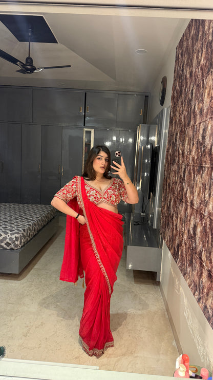 Dil Aagya saree 2.0 Red
