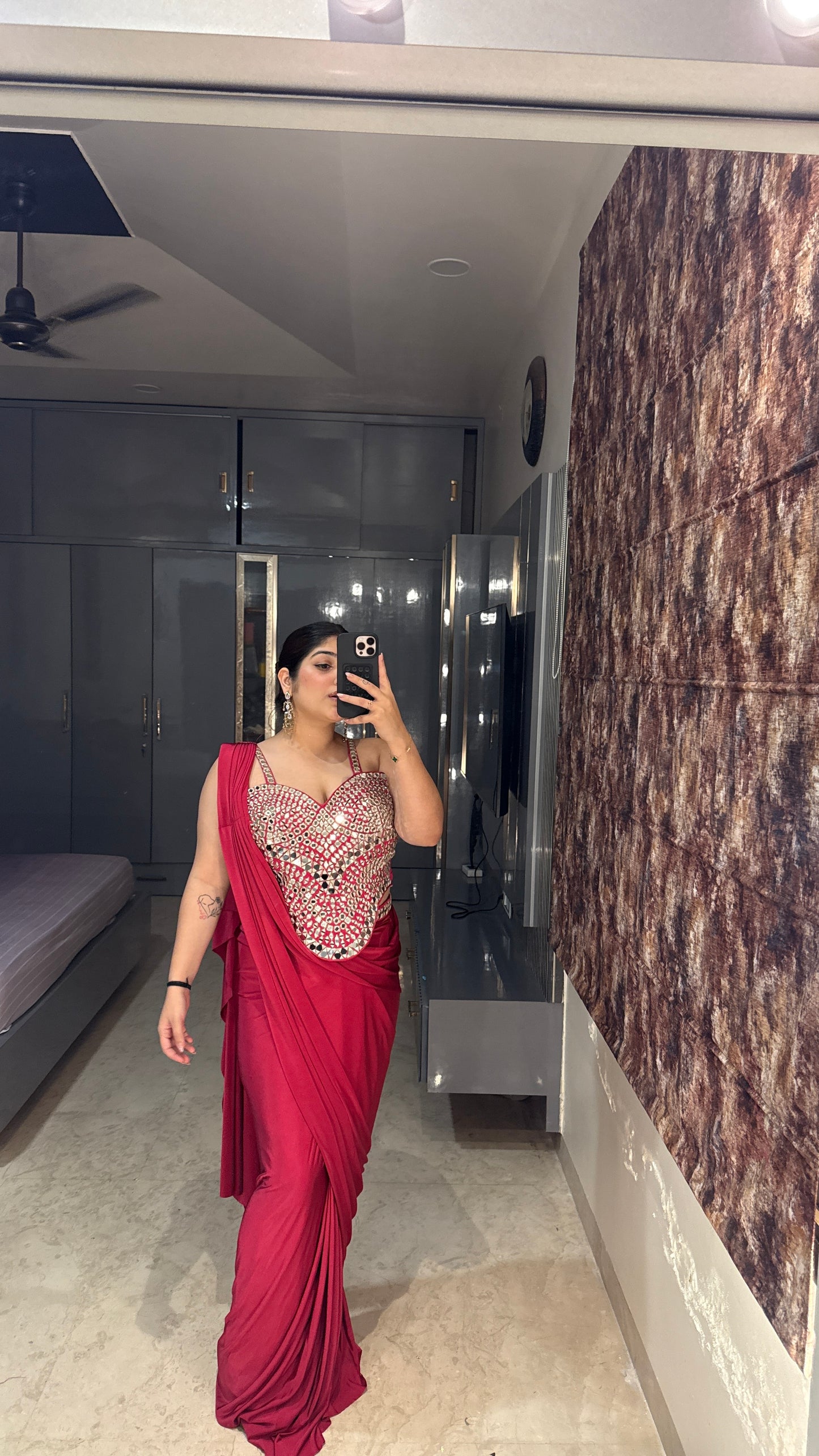 Mirror work saree