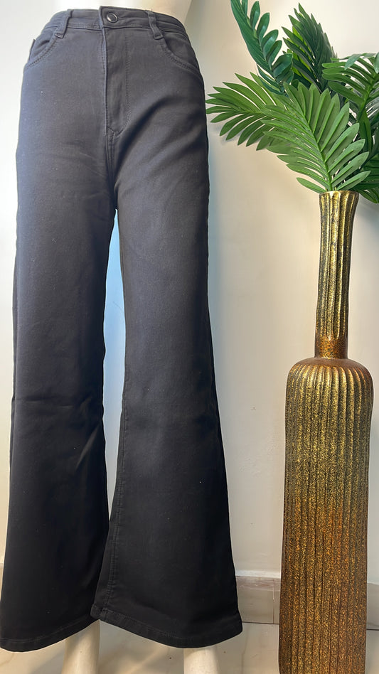 Black strechable wide leg(1017)