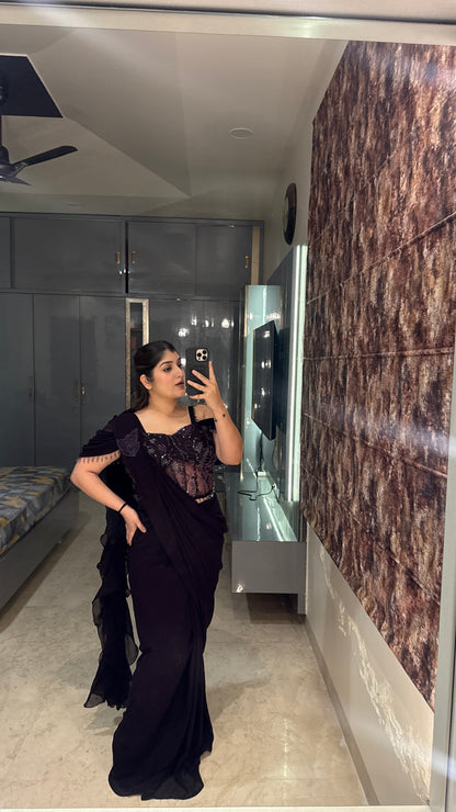 Sparkly saree(wine)