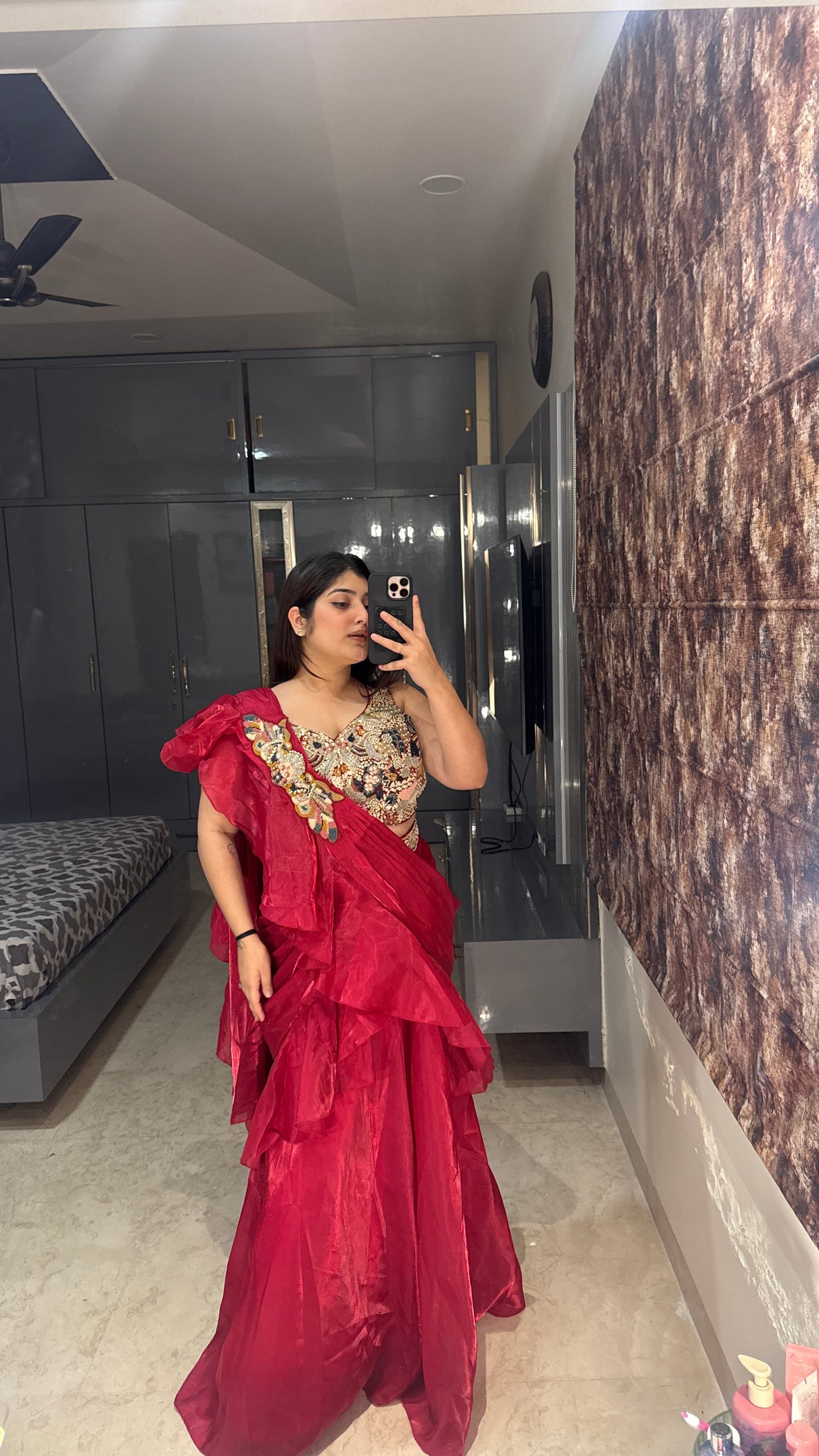Ruffle saree