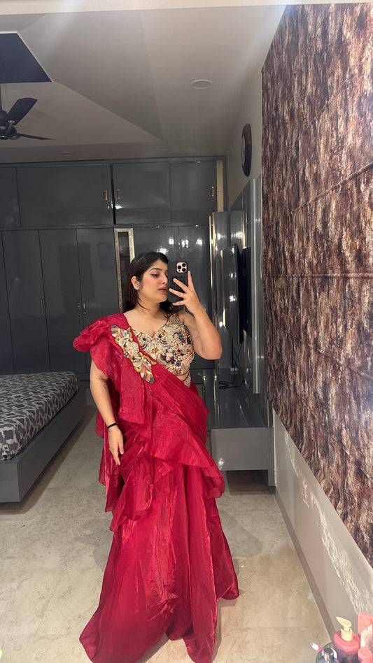 Ruffle saree