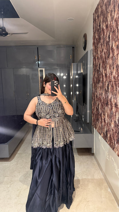 Grey peplum set