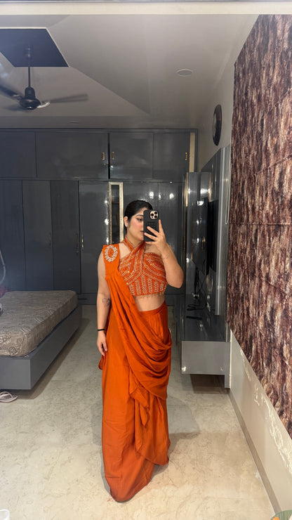 Halter neck saree