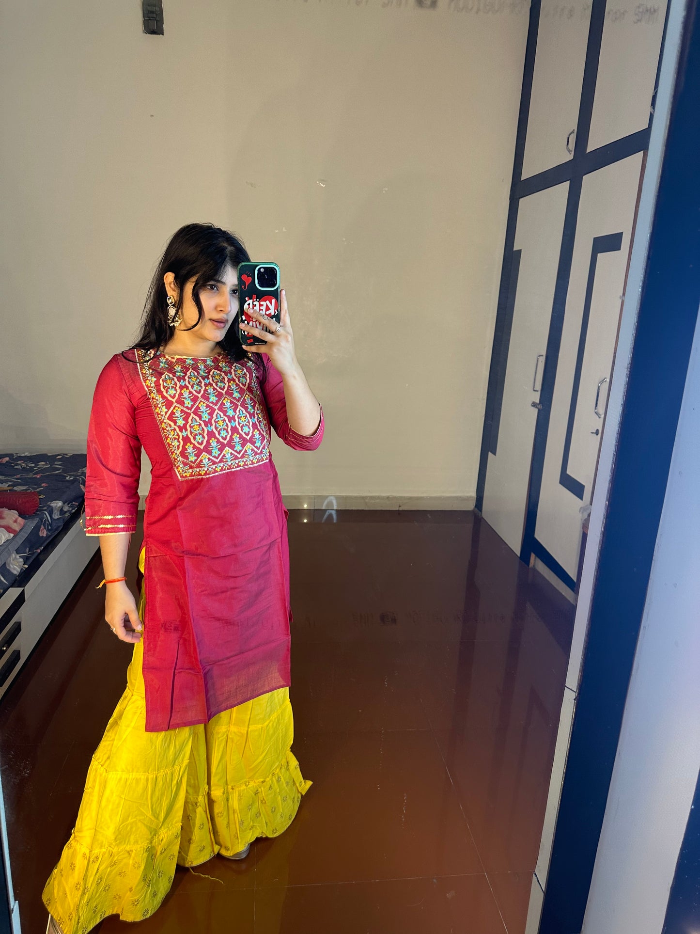 Embroided kurti with sharara