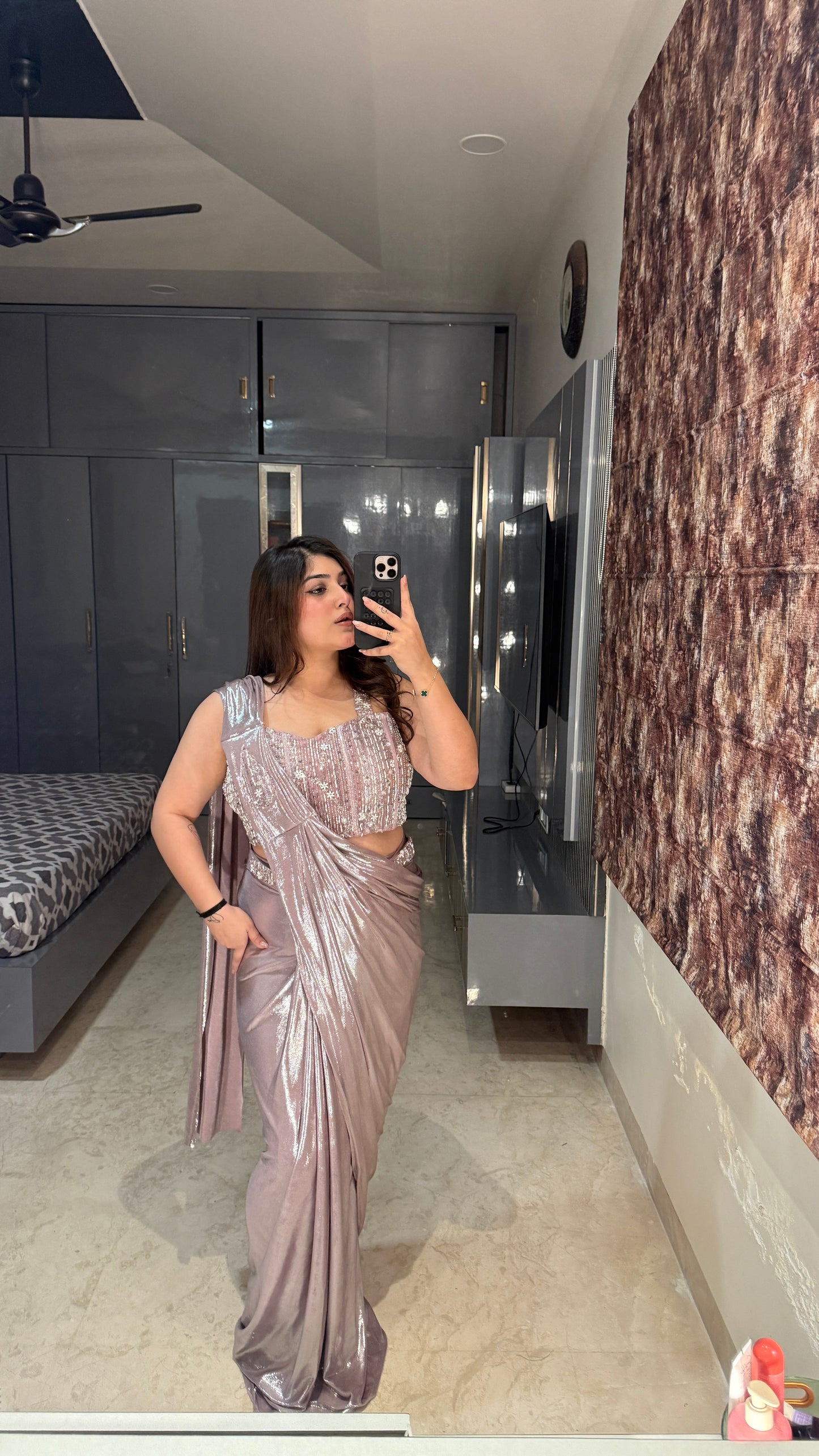 Purple Metallic saree
