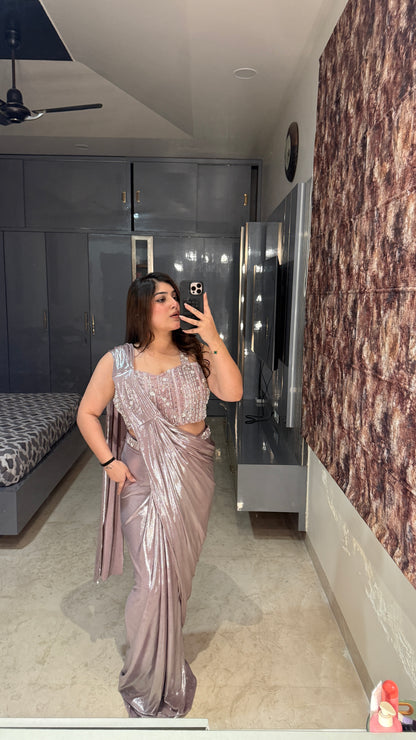 Purple Metallic saree