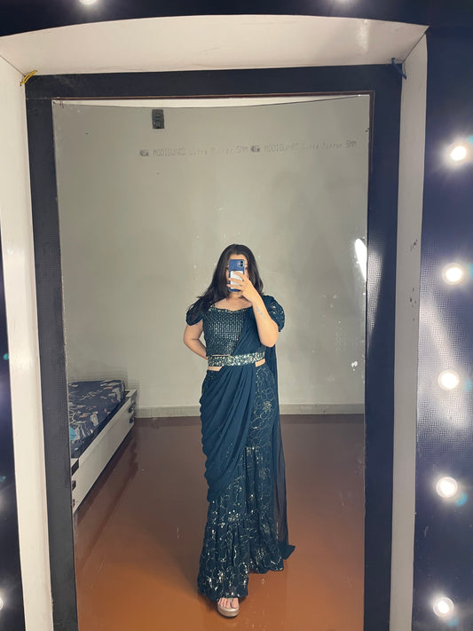 Sharara predrape saree
