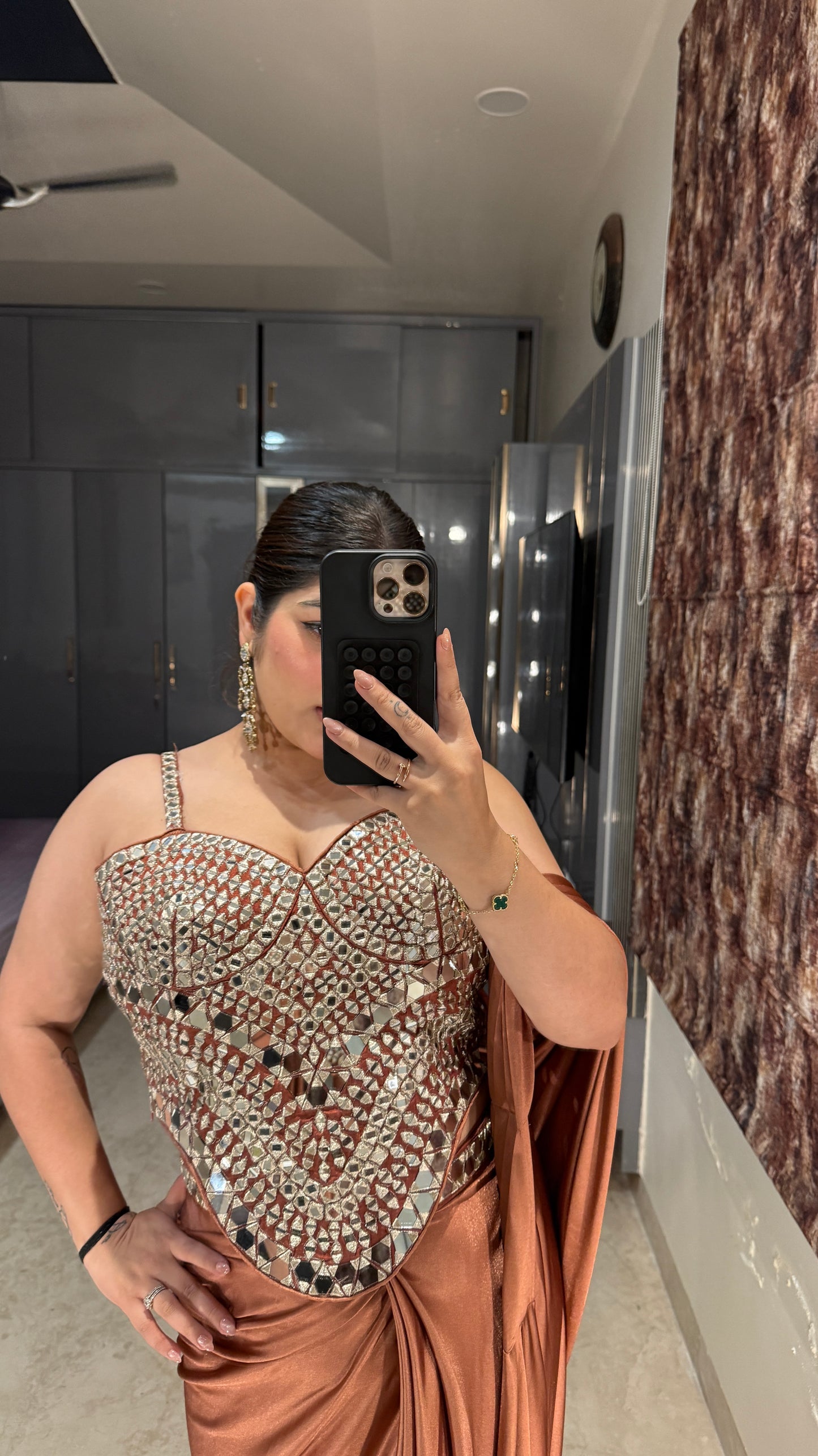 Mirror work saree