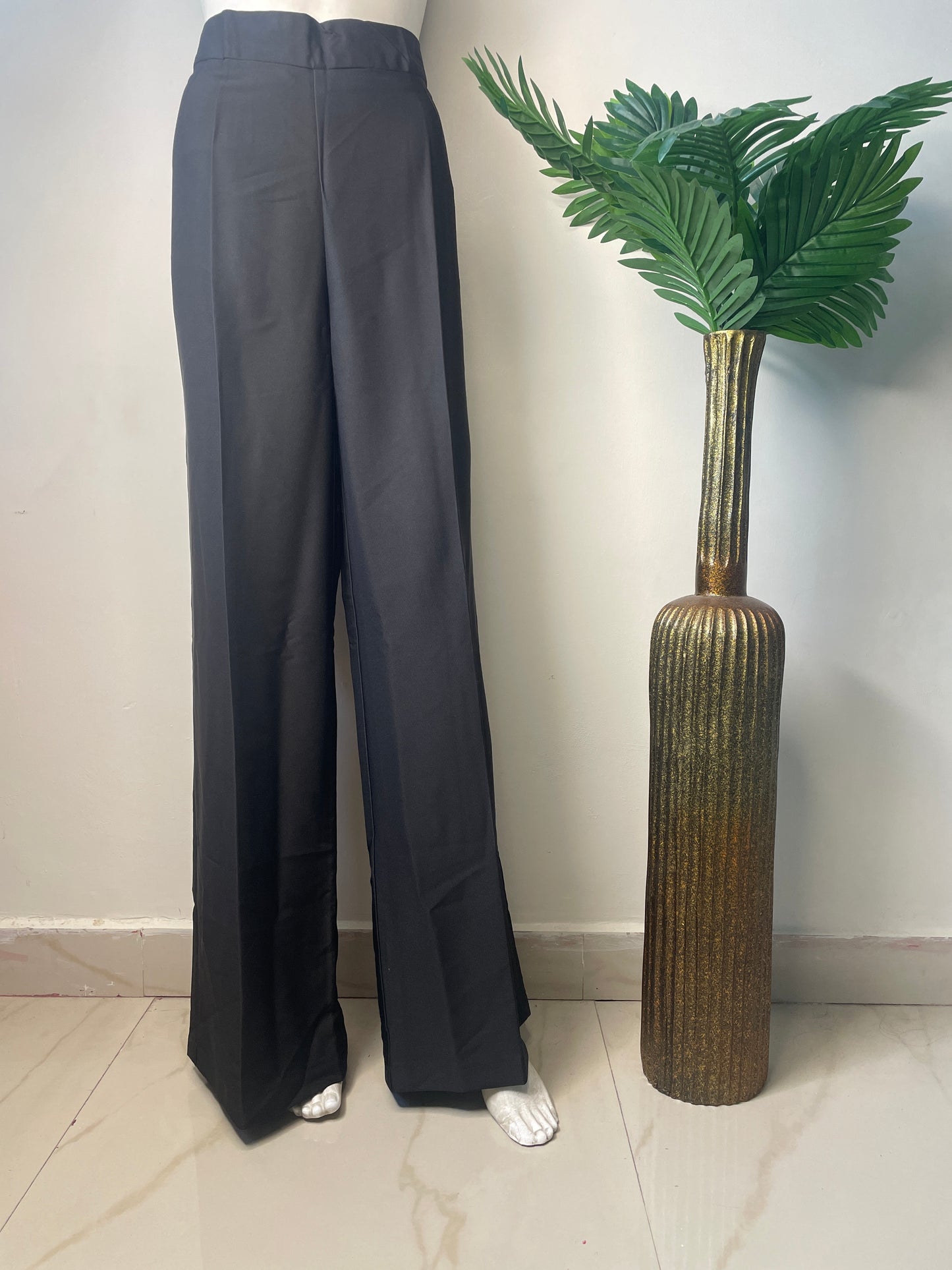 Black wide leg pants(rle051)