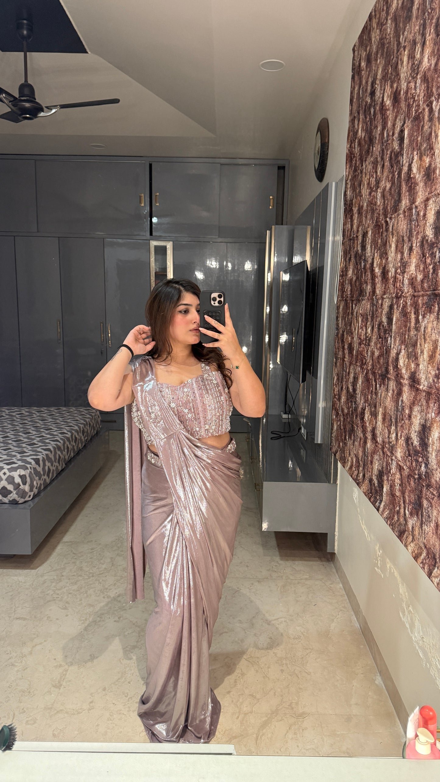 Purple Metallic saree