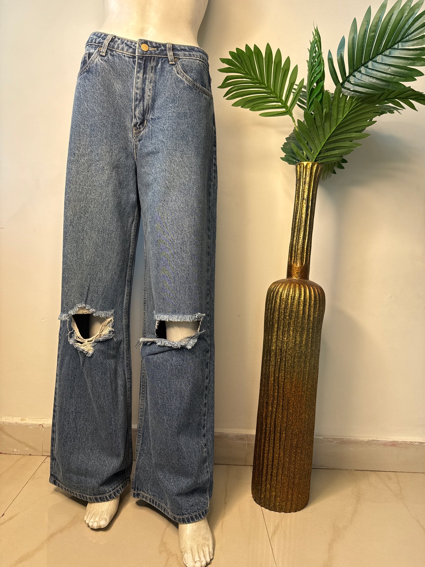 Blue wideleg long rugged