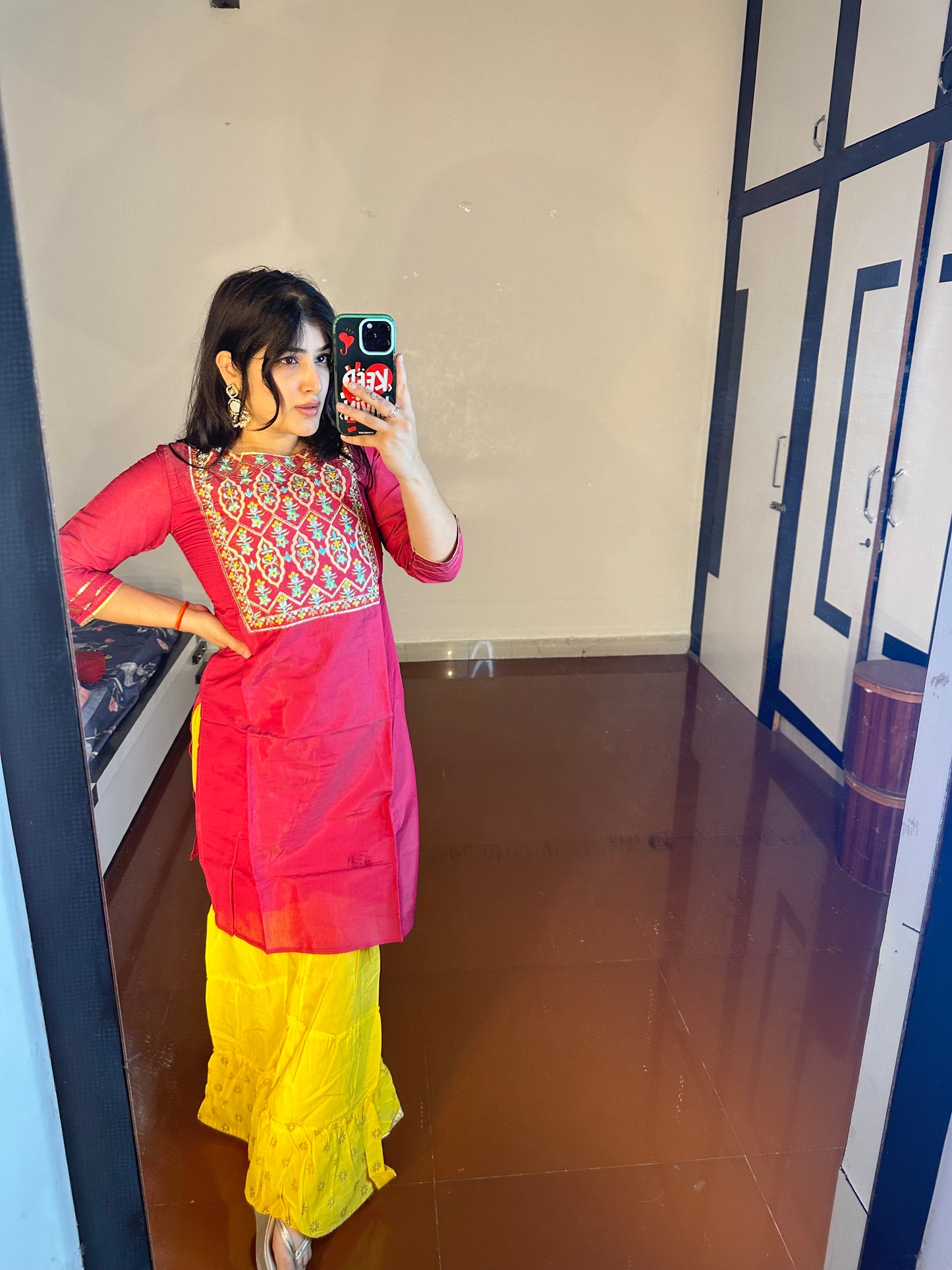 Embroided kurti with sharara