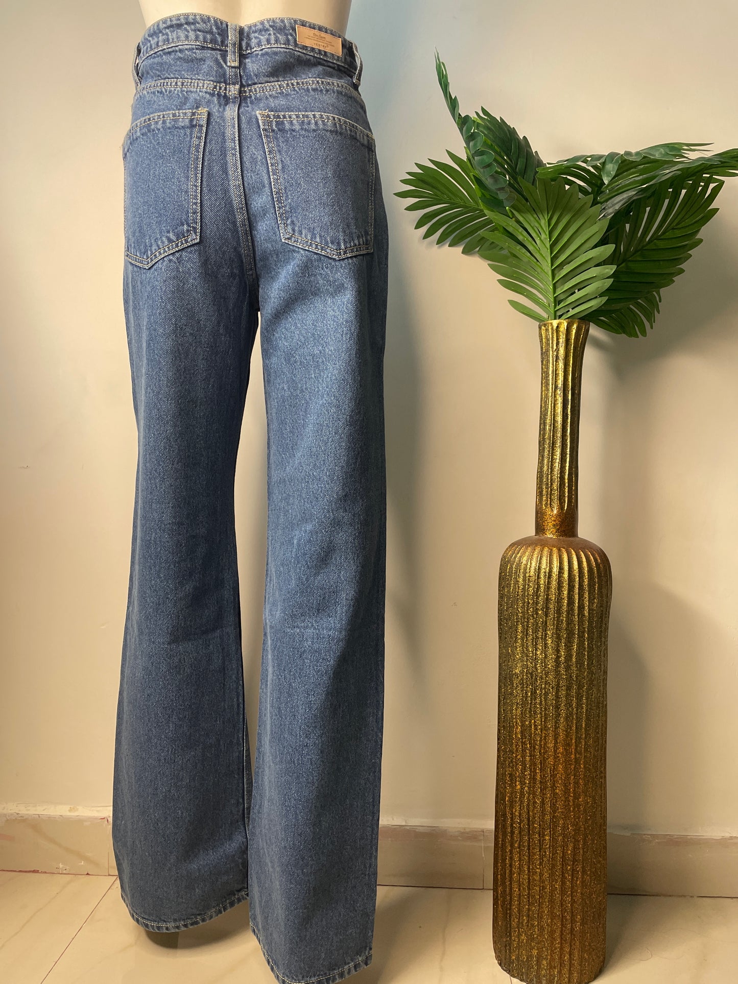 Blue wide leg denim(665)