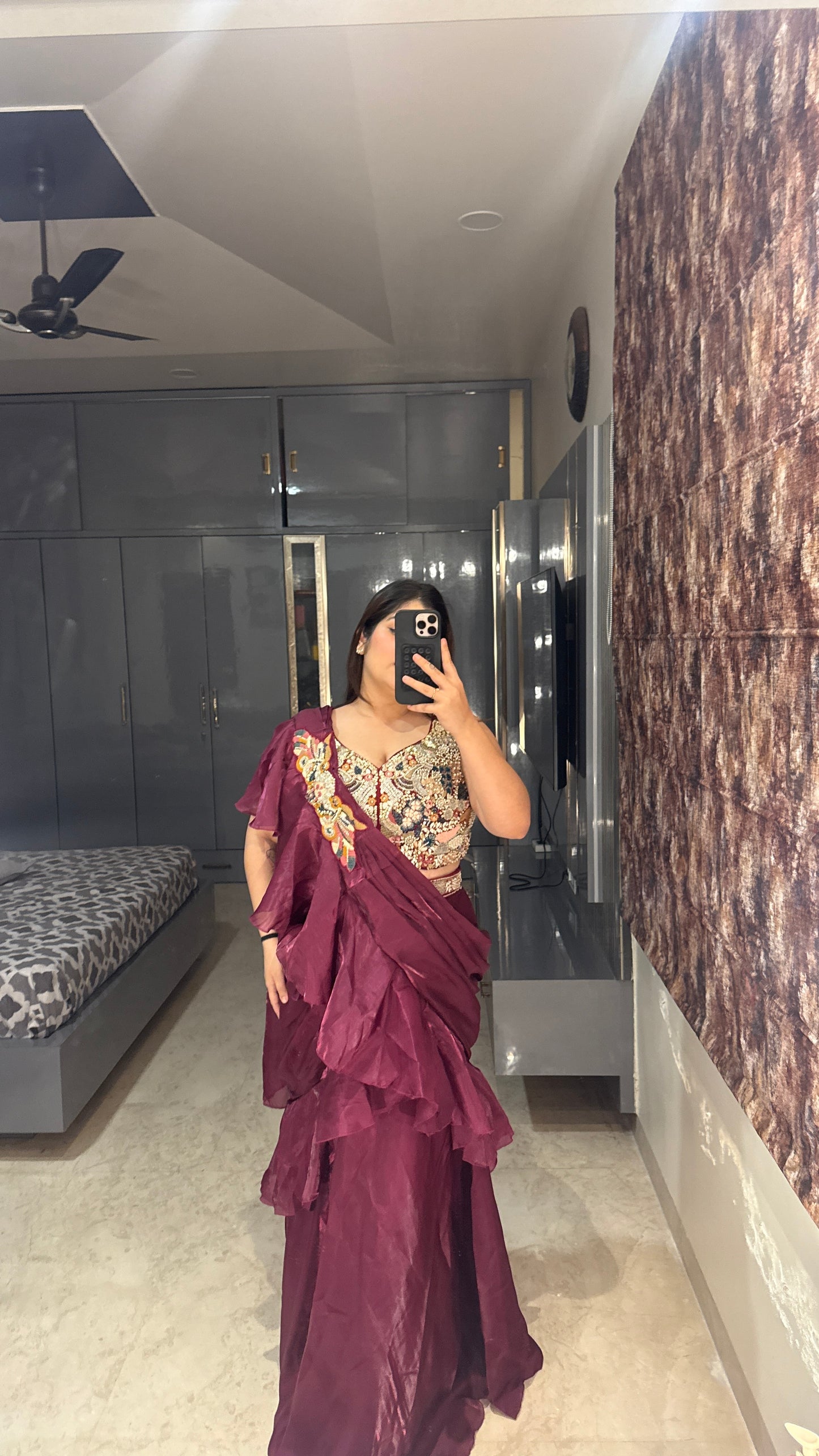 Ruffle saree(purple)