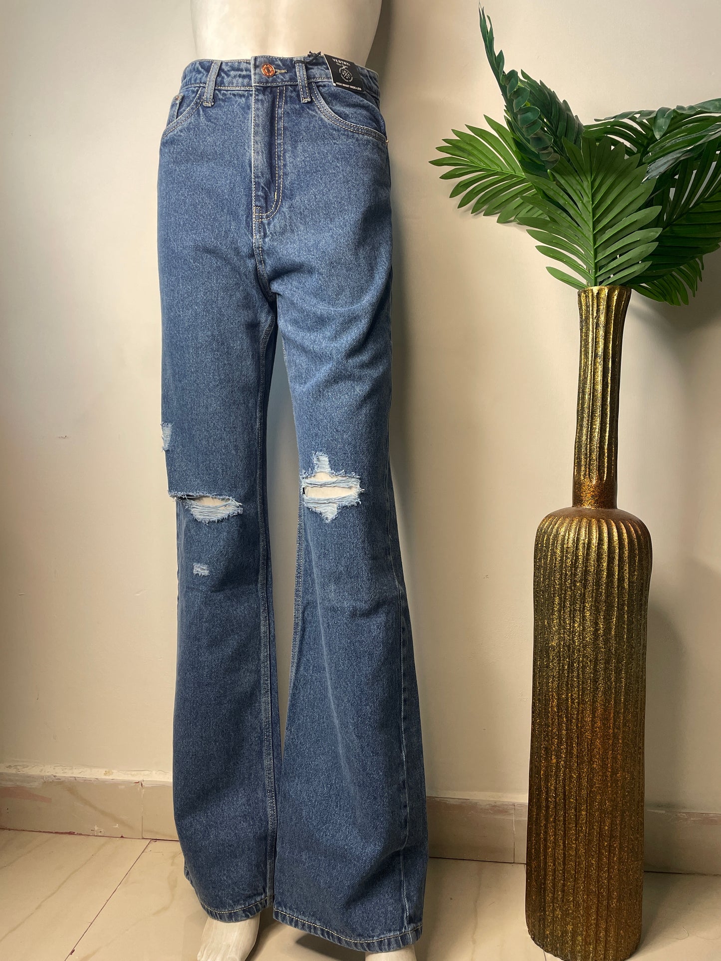 Blue wide leg denim(665)