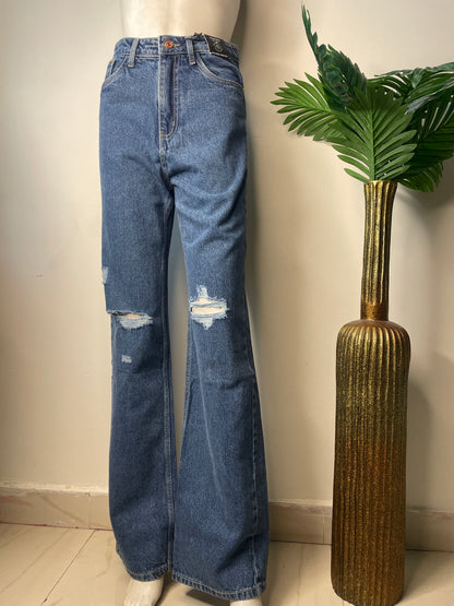 Blue wide leg denim(665)