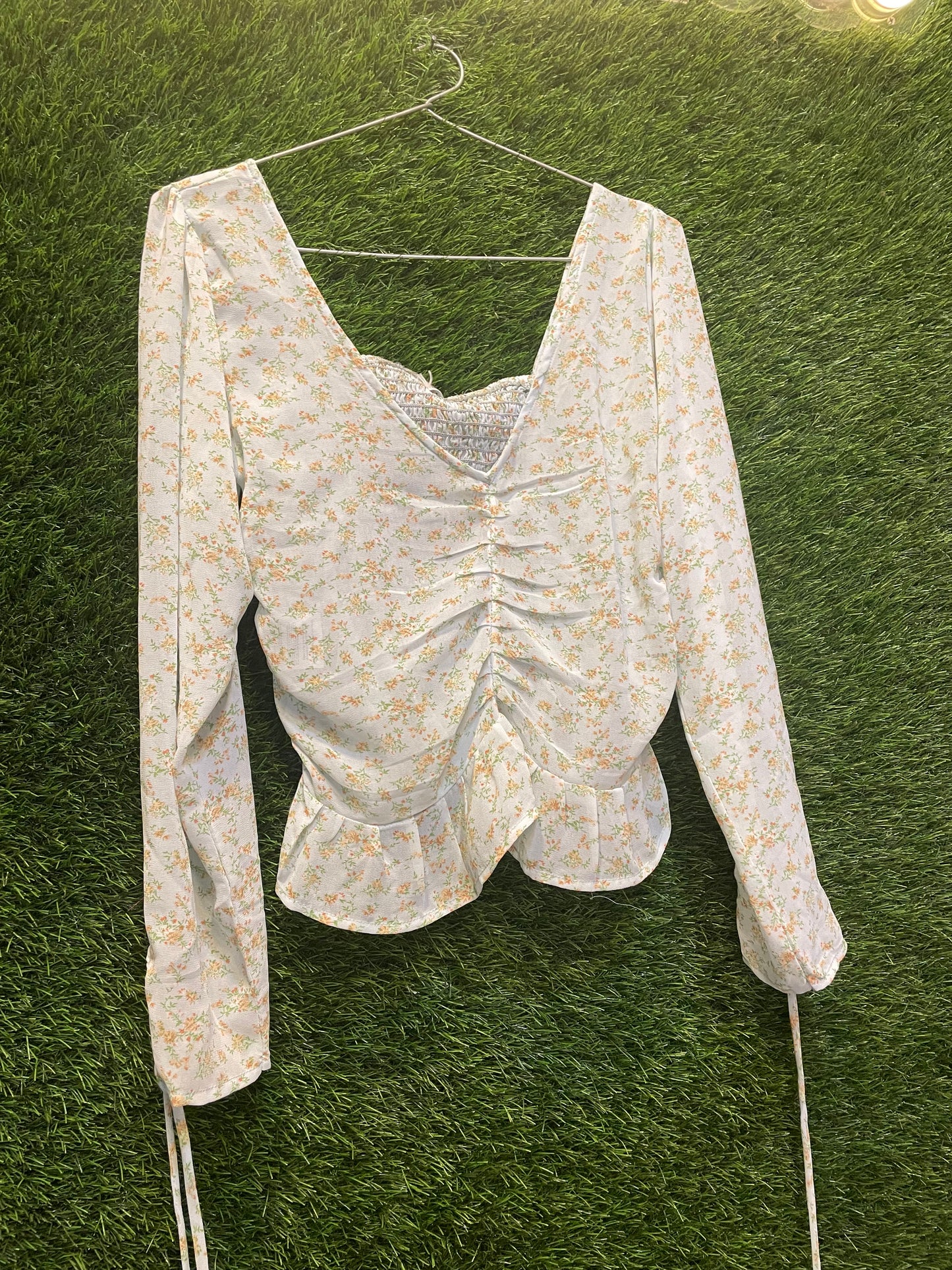 long v-neck floral top