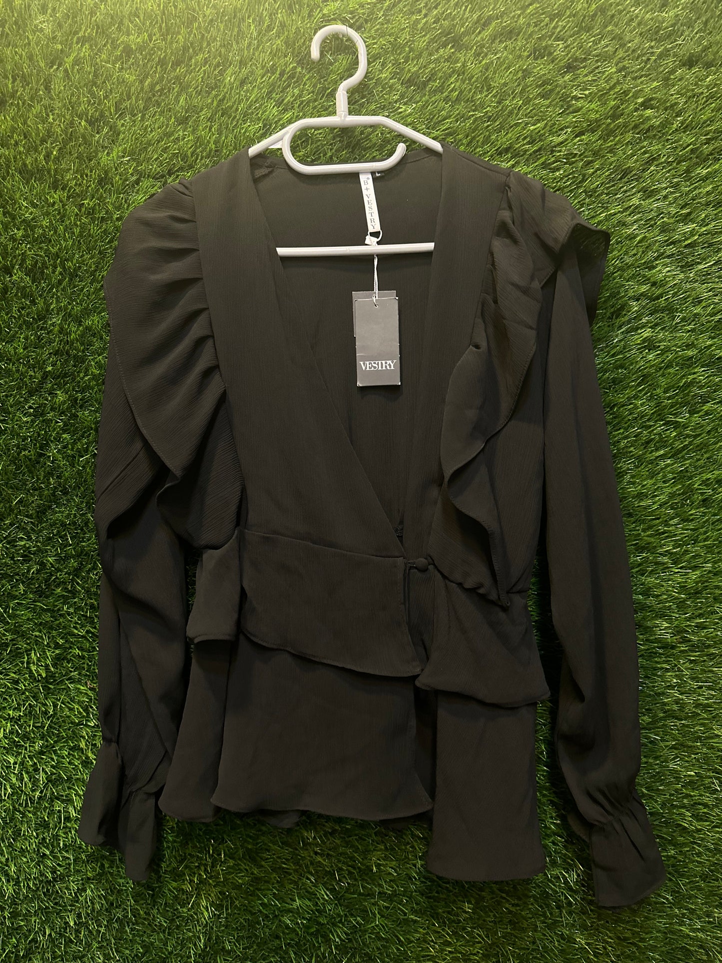 Party wear black frilly top