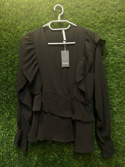 Party wear black frilly top