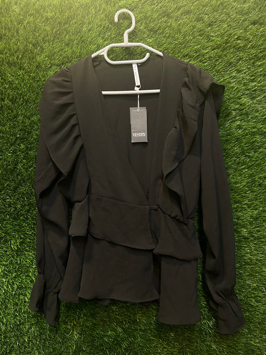 Party wear black frilly top