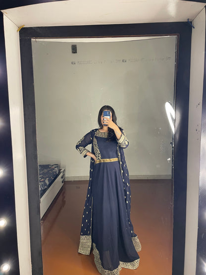 Gown with long shrug