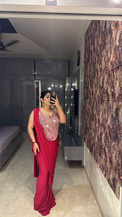 Mirror work saree