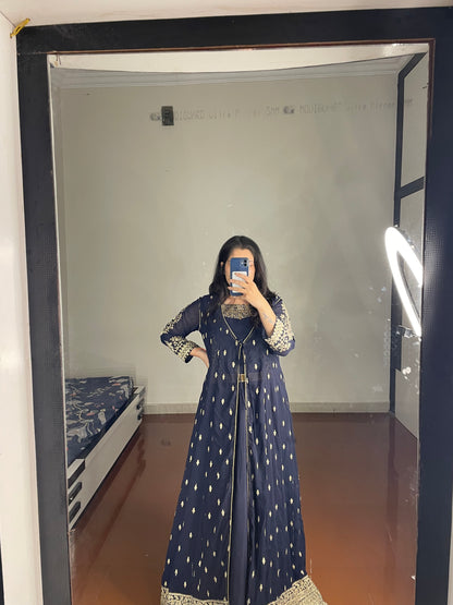Gown with long shrug