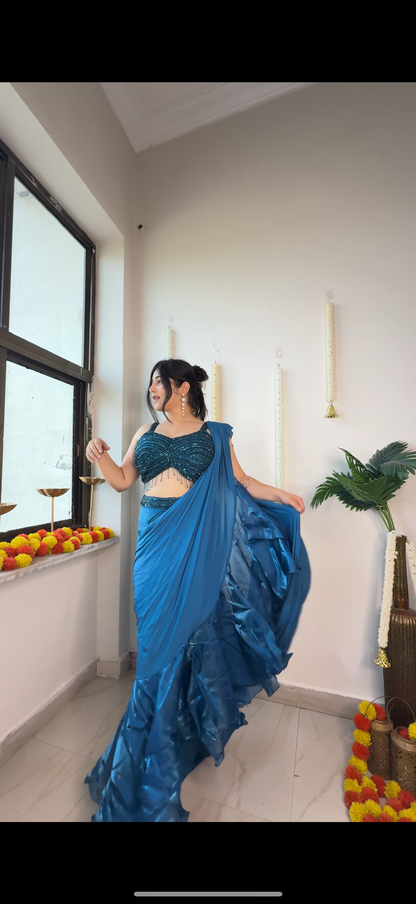 Ruffles saree