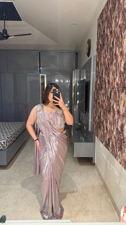 Purple Metallic saree