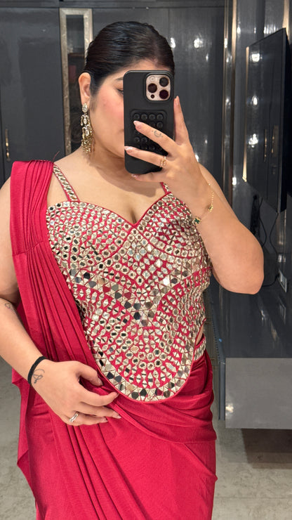 Mirror work saree
