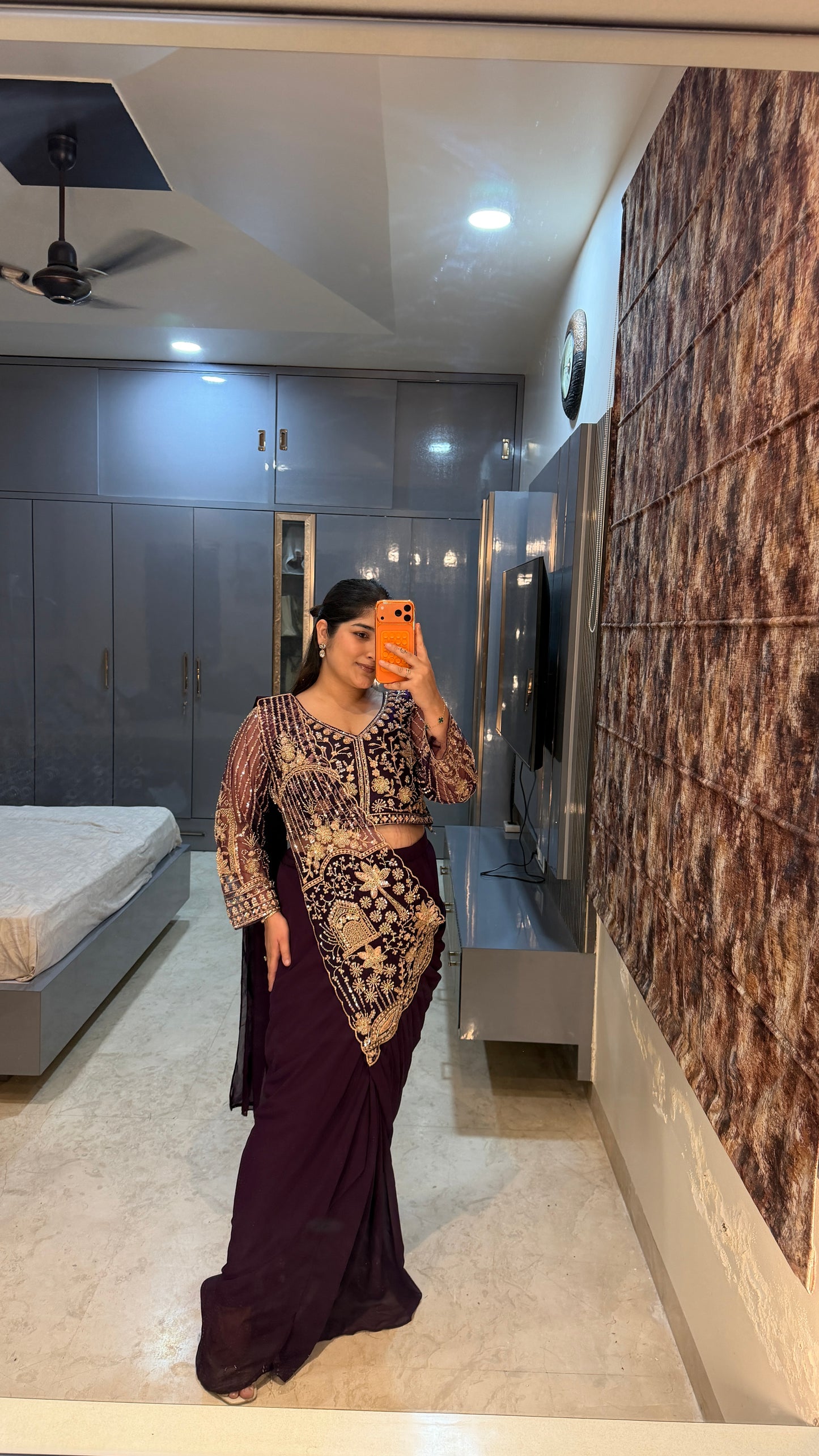 Tropical saree(purple)