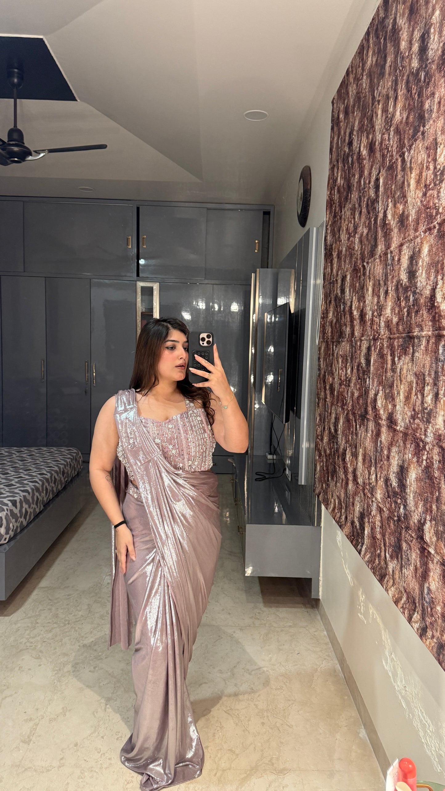 Purple Metallic saree