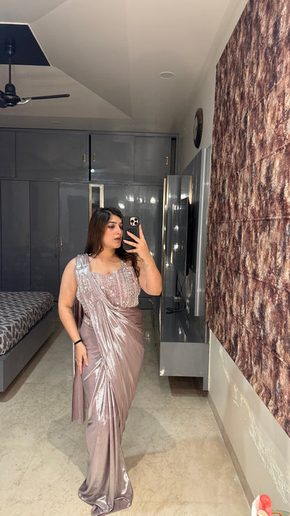 Purple Metallic saree