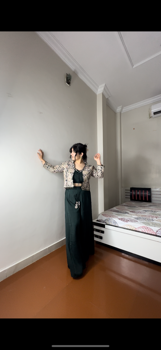 Fully embroided jacket set