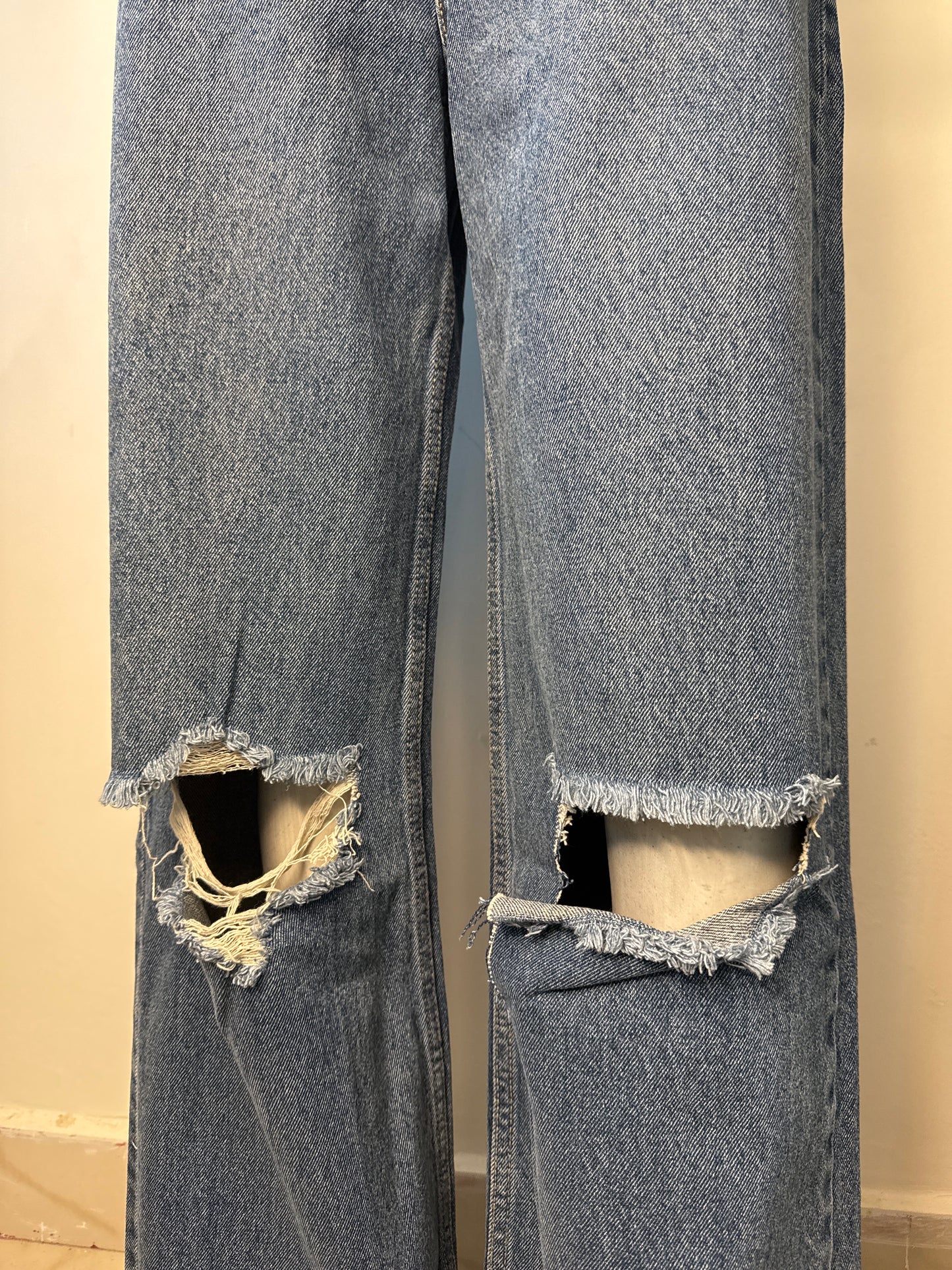 Blue wideleg long rugged