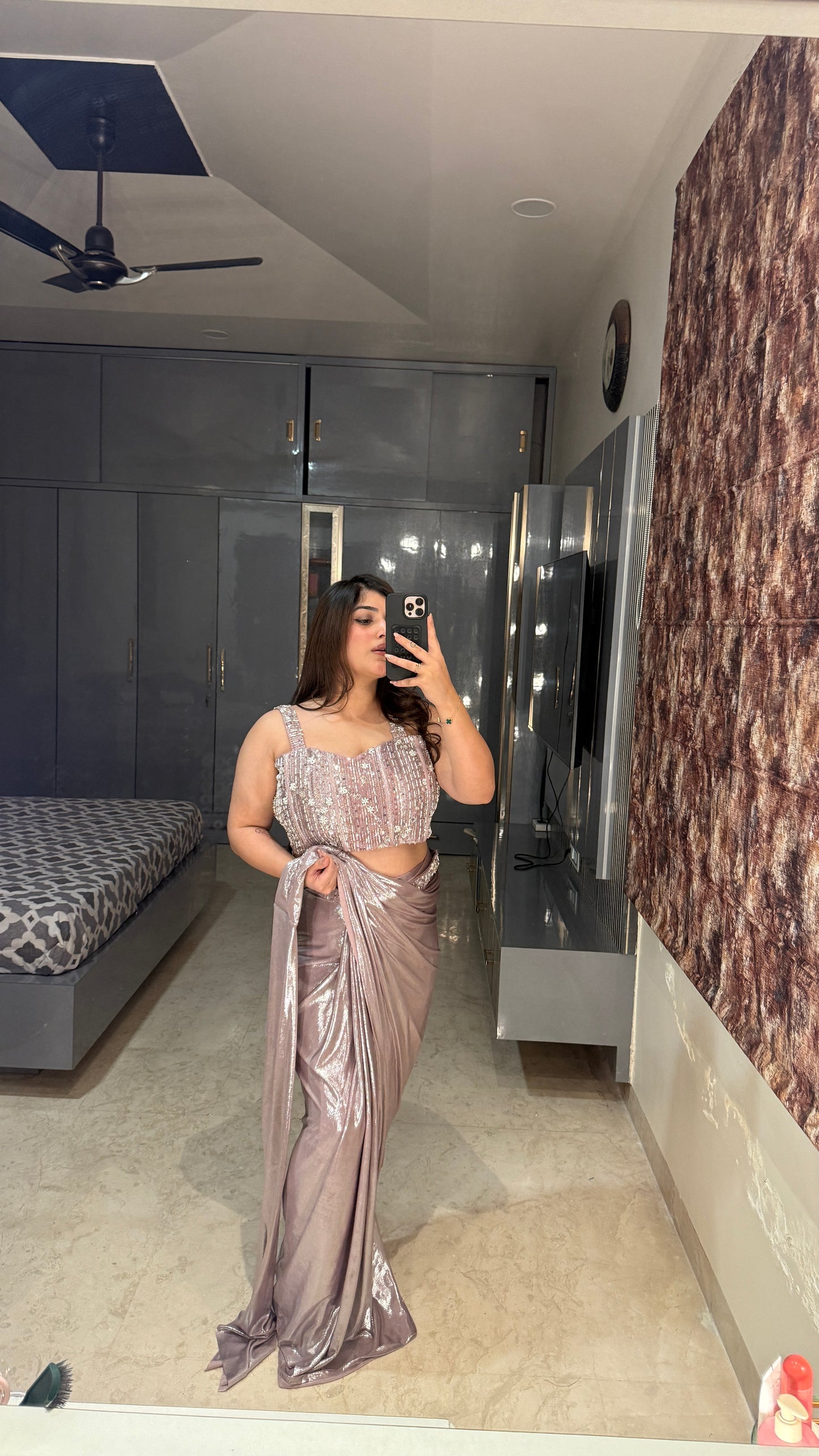 Purple Metallic saree