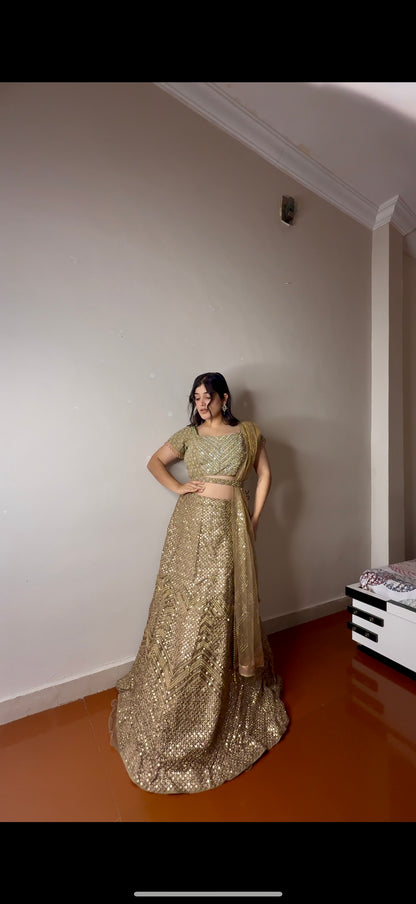 Rust gold Lehenga
