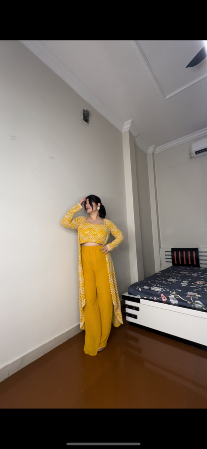 Fully embroidered long shrug set