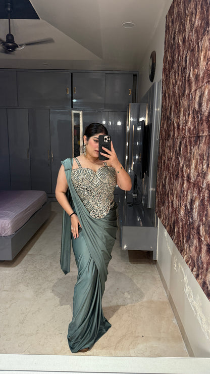 Mirror work saree