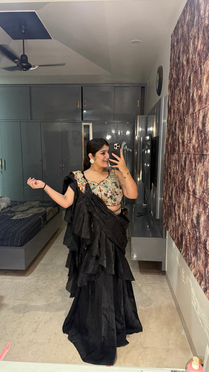 Ruffle saree