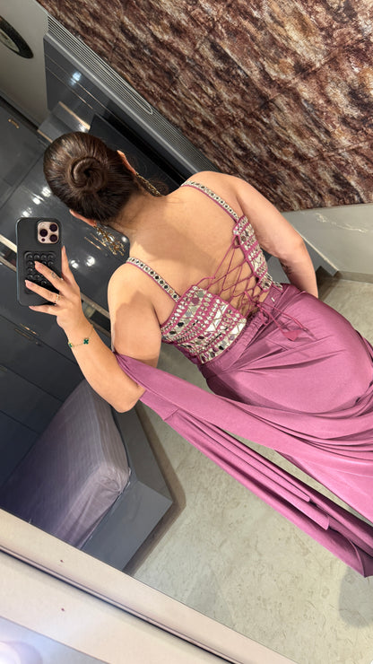 Mirror work saree