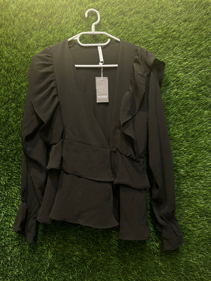 Party wear black frilly top