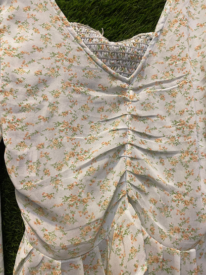 long v-neck floral top