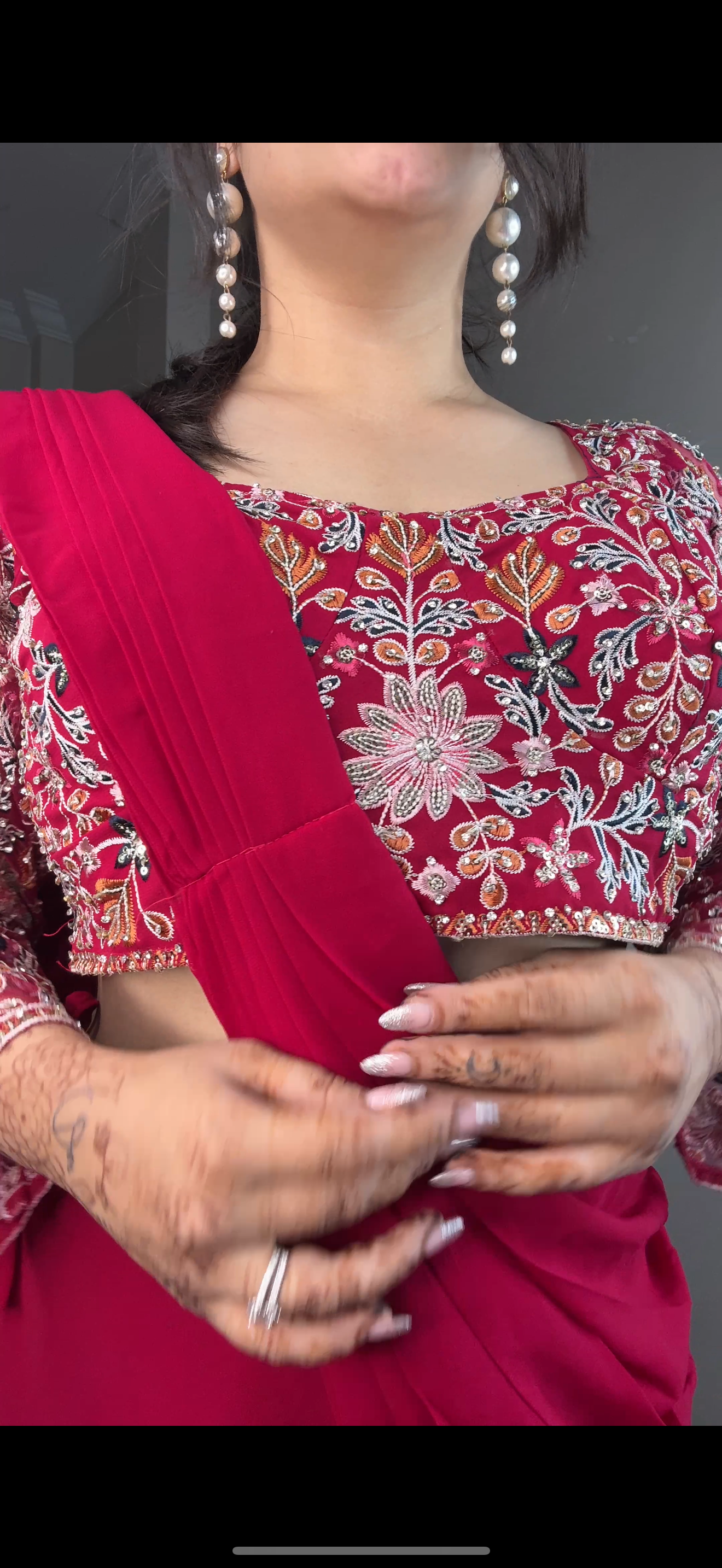 Predrape flower saree