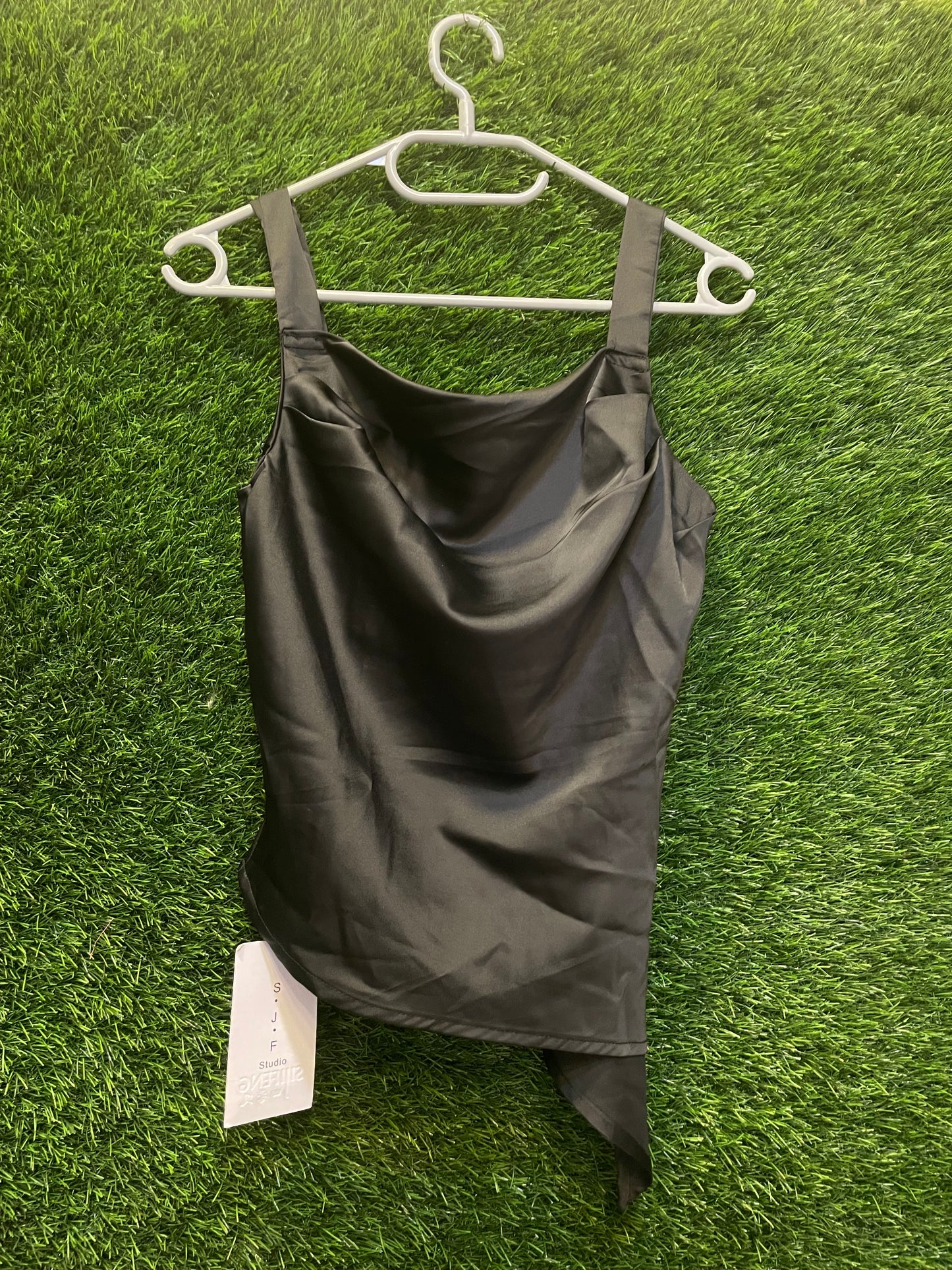 Black satin top