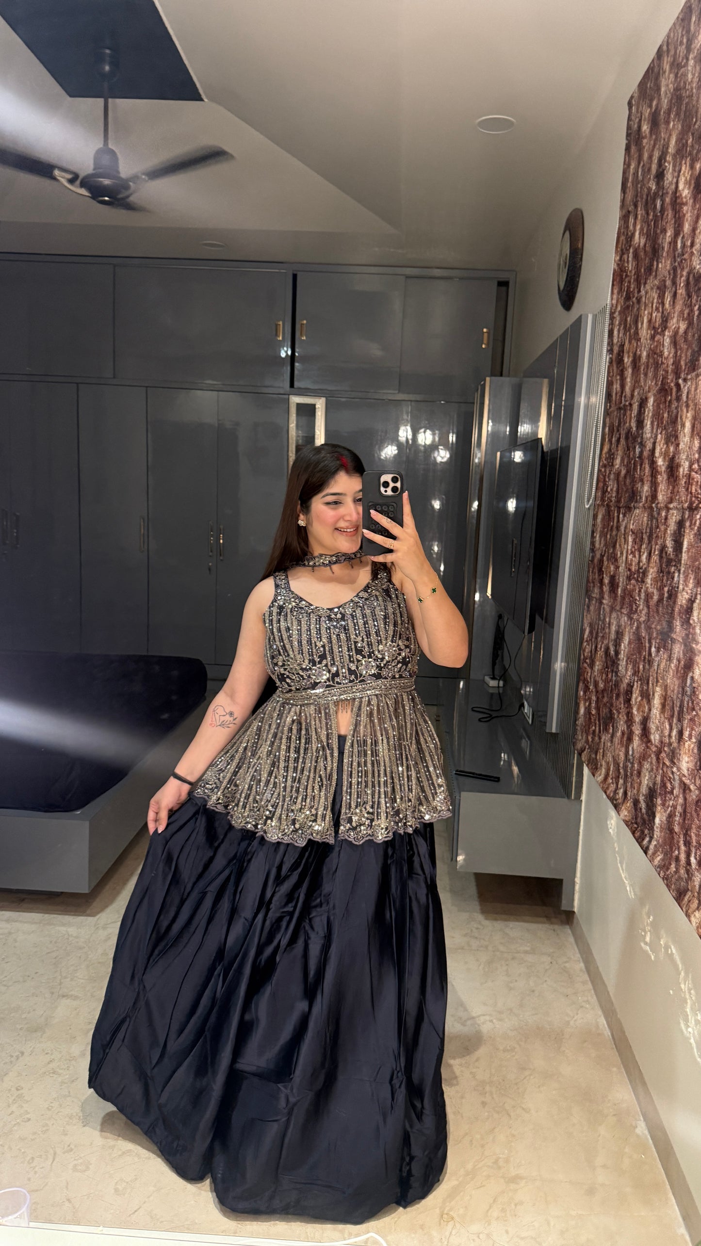 Grey peplum set
