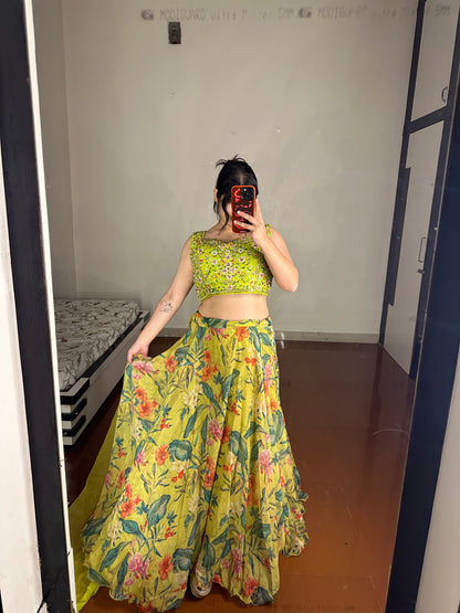 Organza lehenga