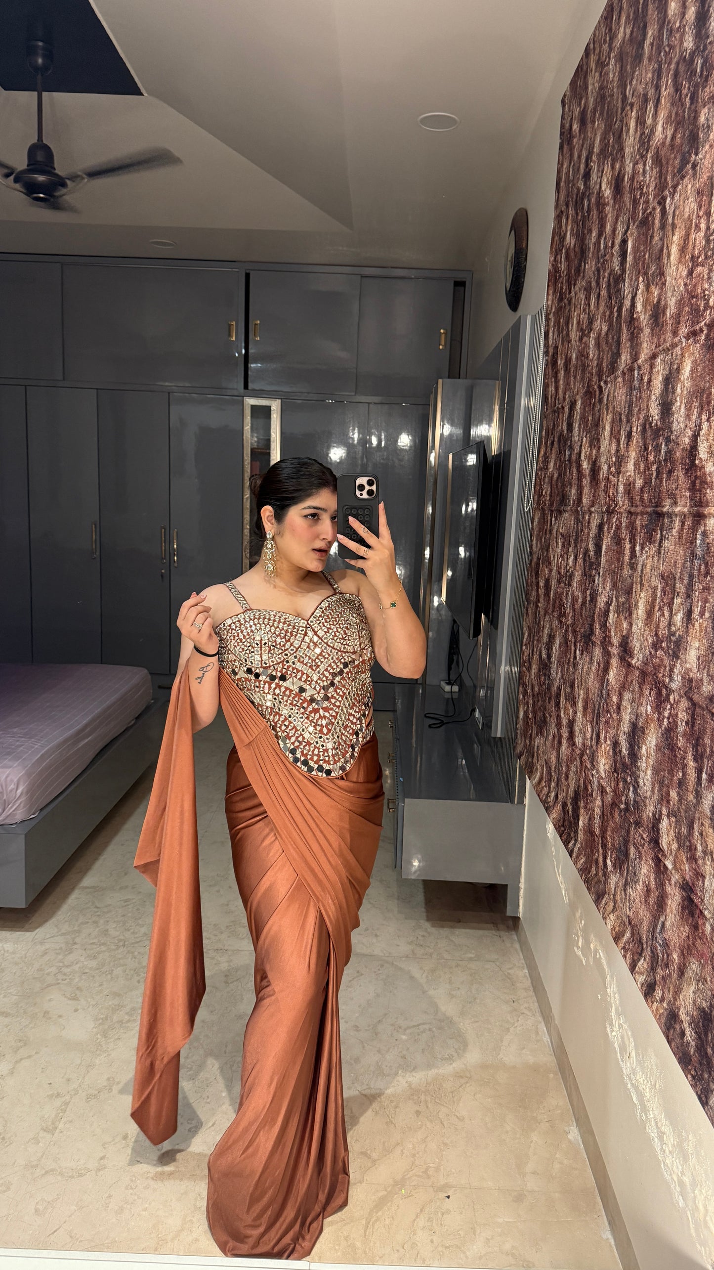 Mirror work saree