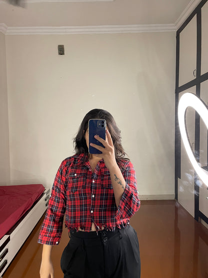 Checks crop shirt